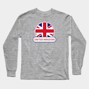 United Kingdom Country Badge - United Kingdom Flag Long Sleeve T-Shirt